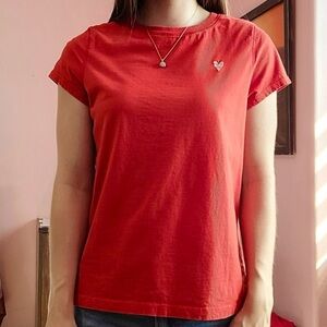 Universal Thread: Red T-Shirt w/ White Heart Embroidery